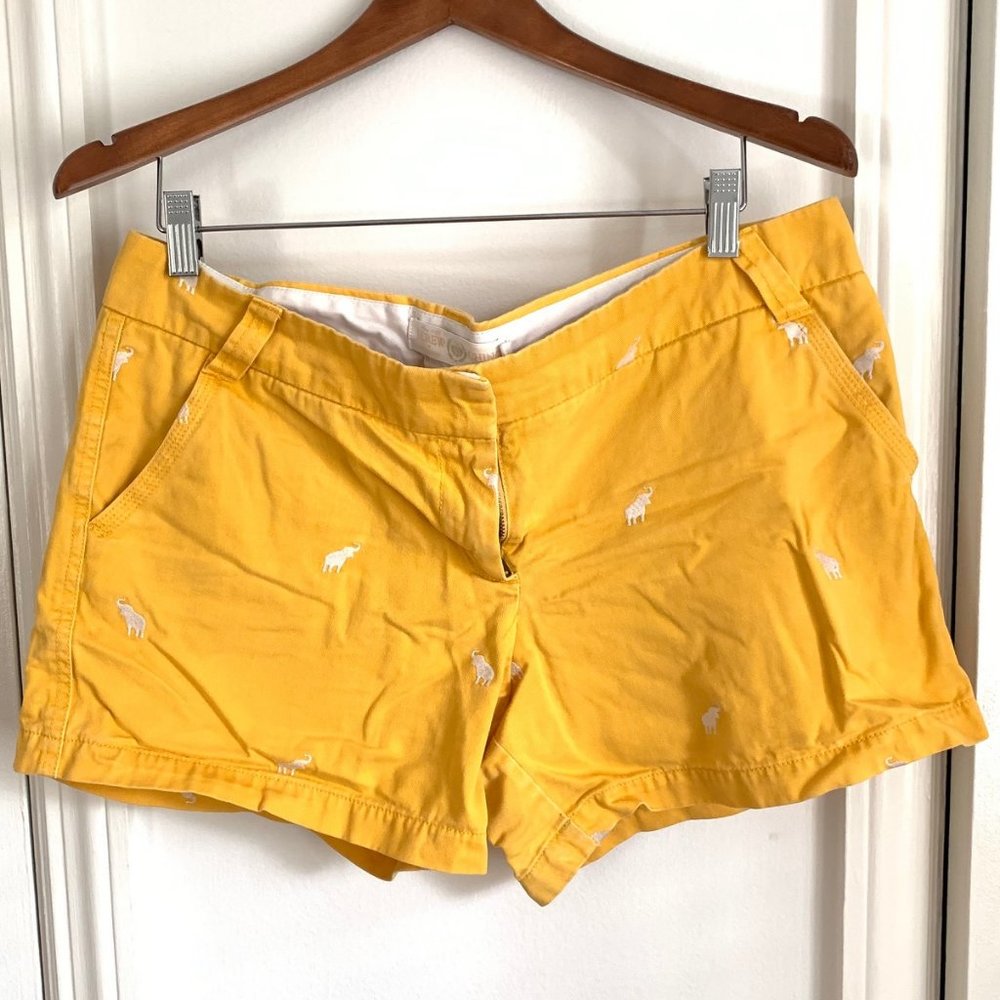J. Crew Yellow Chino Shorts w/ Elephant Embroidery